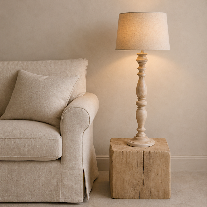 TALL NATURAL WOODEN LAMP 41x41x112cm